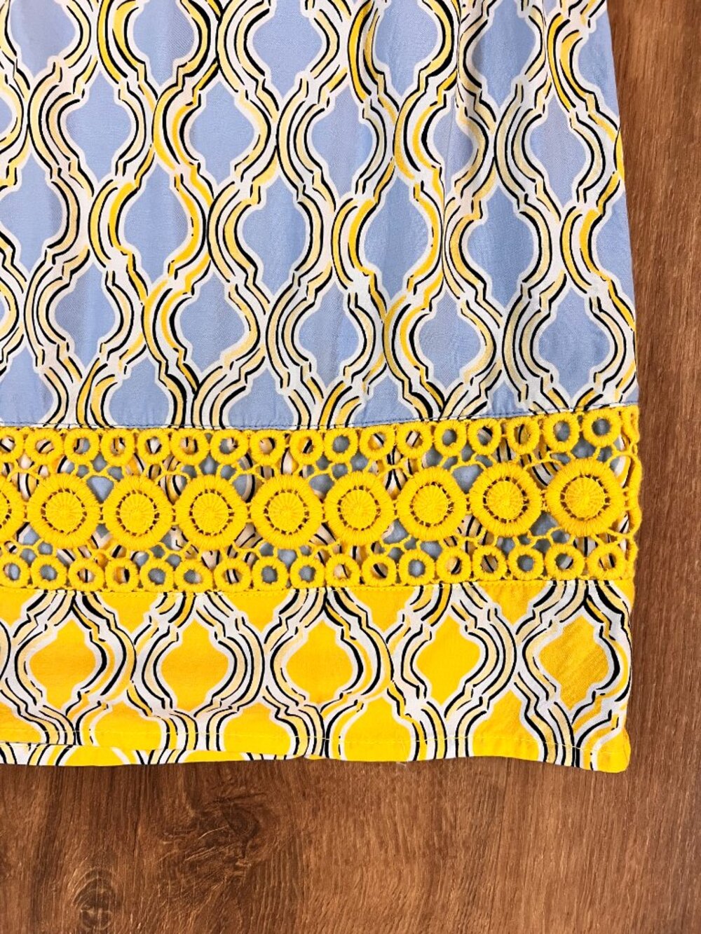 Crown & Ivy Lattice Blue and Yellow Summer Dress / Cover Up Sz SP - Picture 4 of 9